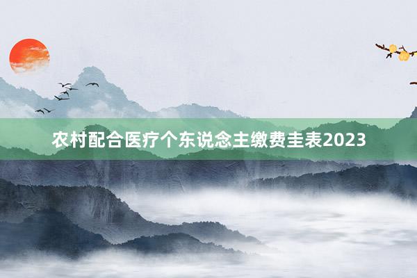 农村配合医疗个东说念主缴费圭表2023